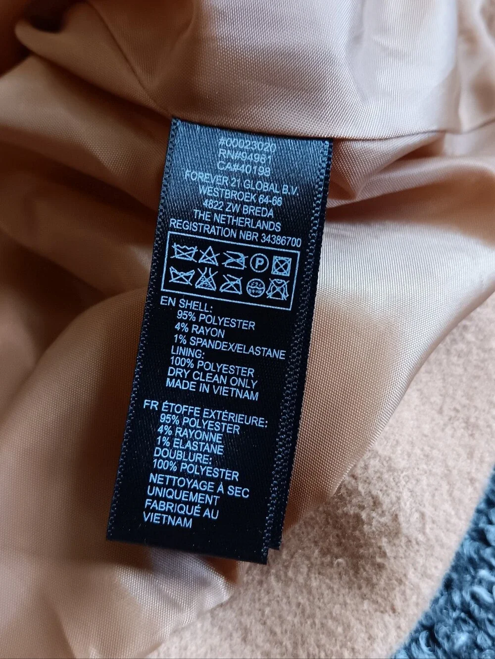 Forever 21 Tan Double-Breasted Peter Pan Collar Peacoat Womens Size Large